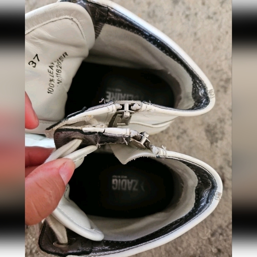 Zadig & Voltaire Womens White Leather ZV1747 High Flash Sneakers 37 - Picture 3 of 16